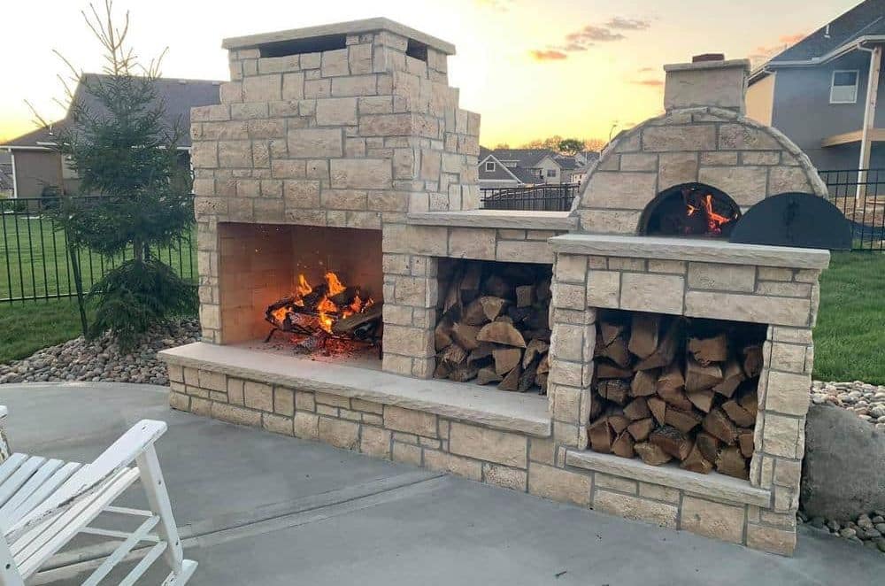 outdoor fireplace and pizza oven