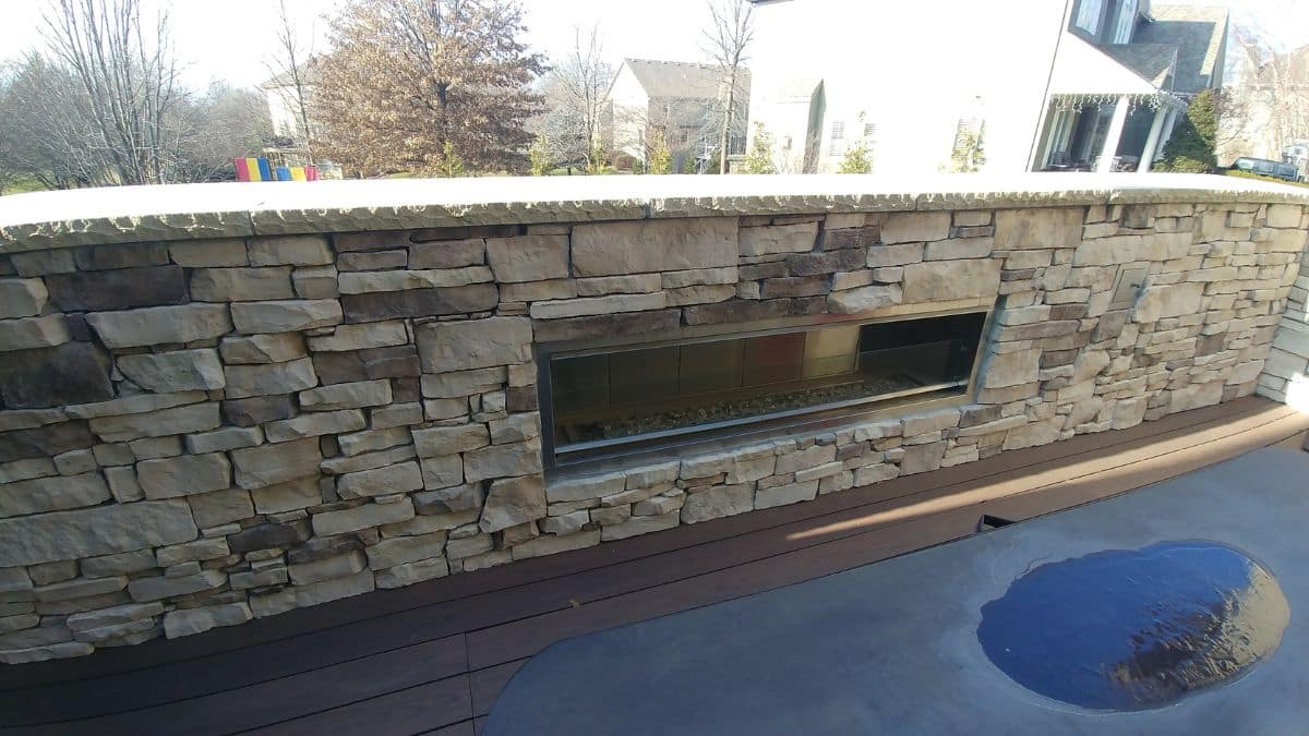 stone veneer fireplace wall